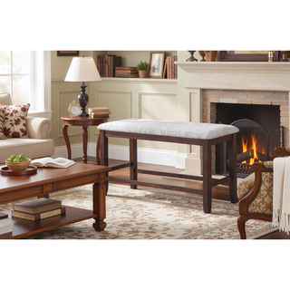 Sunvega Walnut Color Cushion Padded Seat Dining Room Bench in Contemporary Style