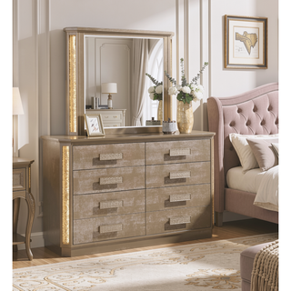 Sunvega Medusa Dresser with Wood Gold Finish and Six Drawers for Bedroom
