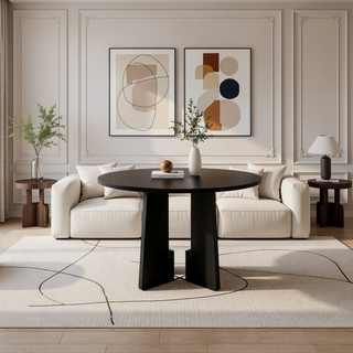 Sunvega 43 Inch Faux Marble Round Dining Table for 4 with Durable MDF Construction