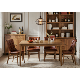 Sunvega Weathered Oak Finish 5PC Pack Dining Set with Padded Seat Cushions