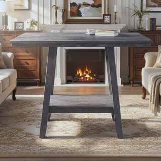 Sunvega Counter Height Dining Table with Tapered Base and Storage Shelf