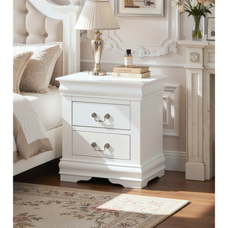 Sunvega Solid Wood Louis Philip Style Nightstand with Two Soft Close Drawers