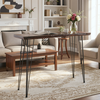 Sunvega Faux Live Edge Bar Height Table with Hairpin Legs for Dining