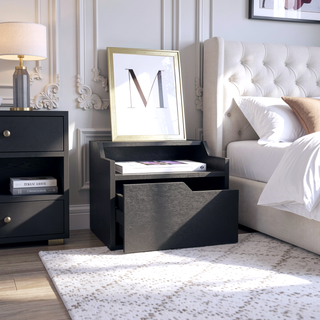 Sunvega Floating Nightstand with Single Drawer and Double-Tiered Shelf Surfaces for Bedroom
