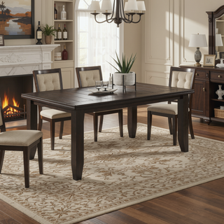 Sunvega Casual Rectangle Dining Table in Rich Cappuccino Finish with Plank-Style Top