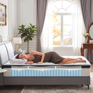 Sunvega 12 Inch Queen Size Gel Memory Foam Pocketed Coil Mattress for Spinal Support and Motion Isolation