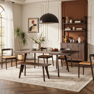 Sunvega Solid Red Oak Wood Bench with Tapered Legs for Dining and Entryway