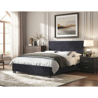 Sunvega Black Faux Leather Nightstand with Two Drawers and Silver Bar Pulls