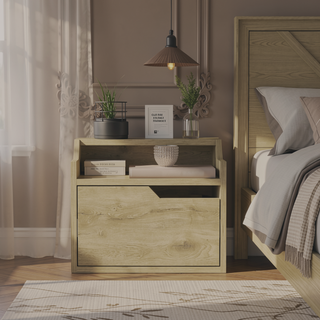 Sunvega Floating Nightstand with Spacious Drawer and Dual-Tier Surface for Bedroom