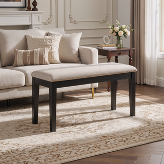Sunvega Solid Wood Upholstered Bench with Memory Foam Topper for Hallway or Bedroom