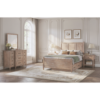Sunvega Small Transitional Breakfront Dresser with Mindi Veneer and Sand Finish