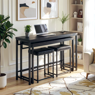 Sunvega Modern Black Four-Piece Counter Height Set with Two Tables and Two Stools