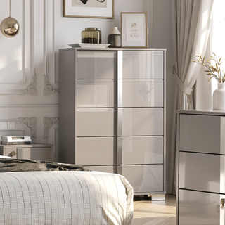 Sunvega Contemporary White Bedroom Chest with Chrome Legs and UV Finish