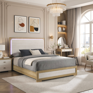 Sunvega Natural Wood and White Melamine Four-Drawer Chest for Modern Bedrooms