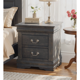Sunvega Modern White Nightstand with Two Spacious Drawers and Brushed Nickel Handles