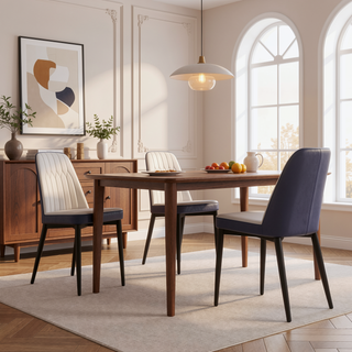 Sunvega Modern PU Leather Dining Chairs with Thick Soft Cushions and Black Metal Legs