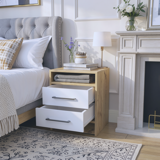 Sunvega Philadelphia Two Drawer Nightstand with Concealed Open Shelf