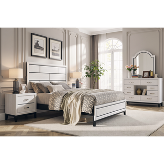 Sunvega Modern Contemporary White Finish Wooden Nightstand with 2 Dovetail Drawers