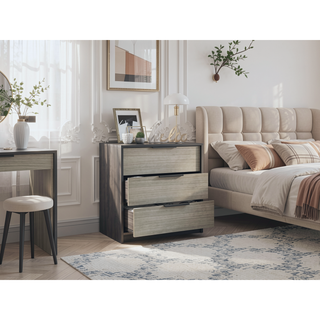 Sunvega Three Drawer Rectangle Dresser in Wenge and Light Oak Finish
