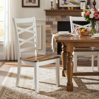 Sunvega 7-Piece Dining Set with Table and 6 Chairs in Cherry and White Finish
