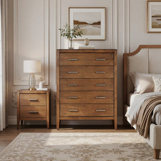 Sunvega Transitional Light Brown Nightstand with Dovetail Drawer and Open Shelf