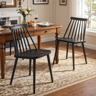 Sunvega Farmhouse Spindle Back Dining Chairs Set of 2 in Sturdy Polypropylene