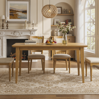 Sunvega Extendable Oak Dining Table with Butterfly Leaf for 6 to 8 People