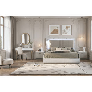 Sunvega Mist Chest White High-Gloss Lacquer Finish with Five Smooth-Glide Drawers