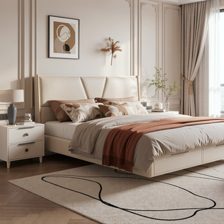Sunvega Modern White and Black Lacquer Finish Bedroom Nightstand with 2 Drawers