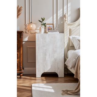 Sunvega Modern Gray Wood 2-Drawer Nightstand with Black Handles for Bedroom Storage