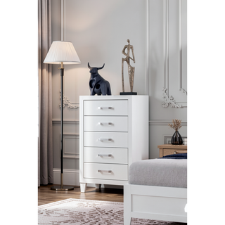 Sunvega White Queen Upholstered Bed with Modern LED Accent Lighting