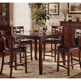 Sunvega Modern Contemporary 5pc Counter Height Dining Set with Eyelet Back Chairs