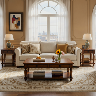 Sunvega French Country Dining Chairs with Upholstered Seats and Weathered Finish
