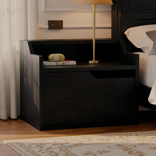 Sunvega Floating Nightstand with Single Drawer and Double-Tiered Shelf Surfaces for Bedroom