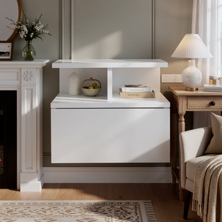 Sunvega Floating Nightstand with Large Drawer and Multiple Shelves for Storage or Decor