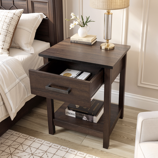 Sunvega Modern Gray Nightstand with Durable Construction for Bedroom