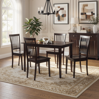 Sunvega Modern Cappuccino 5-Piece Dining Set with Rectangular Table and Four Chairs