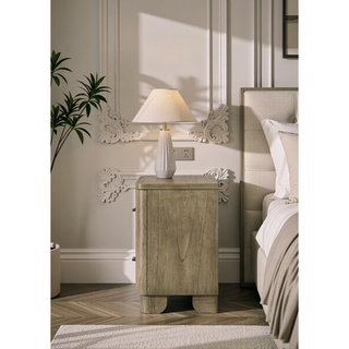 Sunvega Antique Oak Nightstand with Side Metal Glide and Felt Lined Drawers