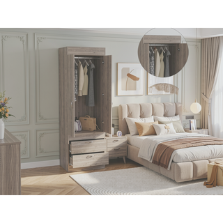 Sunvega White 2-Drawer Armoire for Hanging Clothes and Organizing Smaller Items