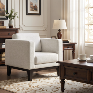 Sunvega Modern Vanilla Upholstered Accent Bench with Plush Foam Cushioning