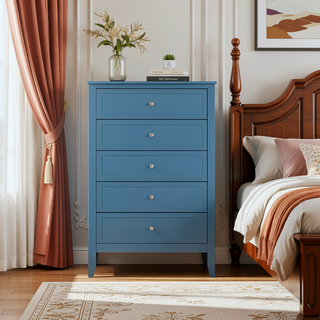 Sunvega Fully Assembled 6 Drawer Dresser with French Dovetail Wood Veneer Finish