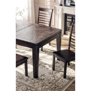 Sunvega Antique Charcoal Dining Table with Expandable Leaf for Eight Guests