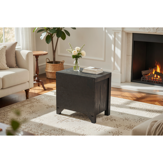 Sunvega Modern Espresso Solidwood Nightstand with Drawers and Bar Handle
