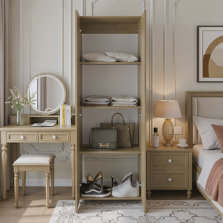 Sunvega Two-Door Compact Wardrobe with Fixed Shelves for Bedroom Storage