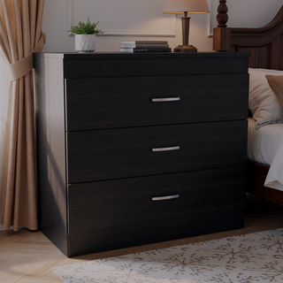 Sunvega Wengue Wood Three Drawers Dresser Easy To Assemble Pressed Wood