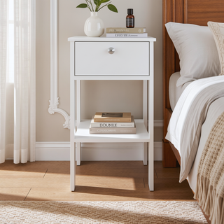 Sunvega Modern Black Wengue Nightstand with Drawer and Open Shelf for Bedroom