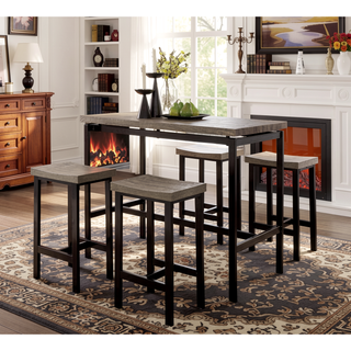 Sunvega Contemporary Two-Tone Gray and Black Counter Height Dining Table Set