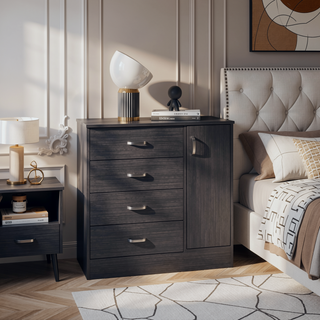 Sunvega Katie Four Drawer and One Door Dresser with Spacious Storage for Bedroom