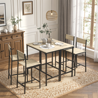 Sunvega Industrial Counter Height Bar Table and Chairs Set for Two with Space Saving Design