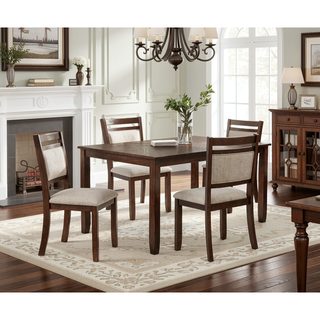 Sunvega Traditional Style 5pc Dining Set with Rectangular Table and Upholstered Chairs